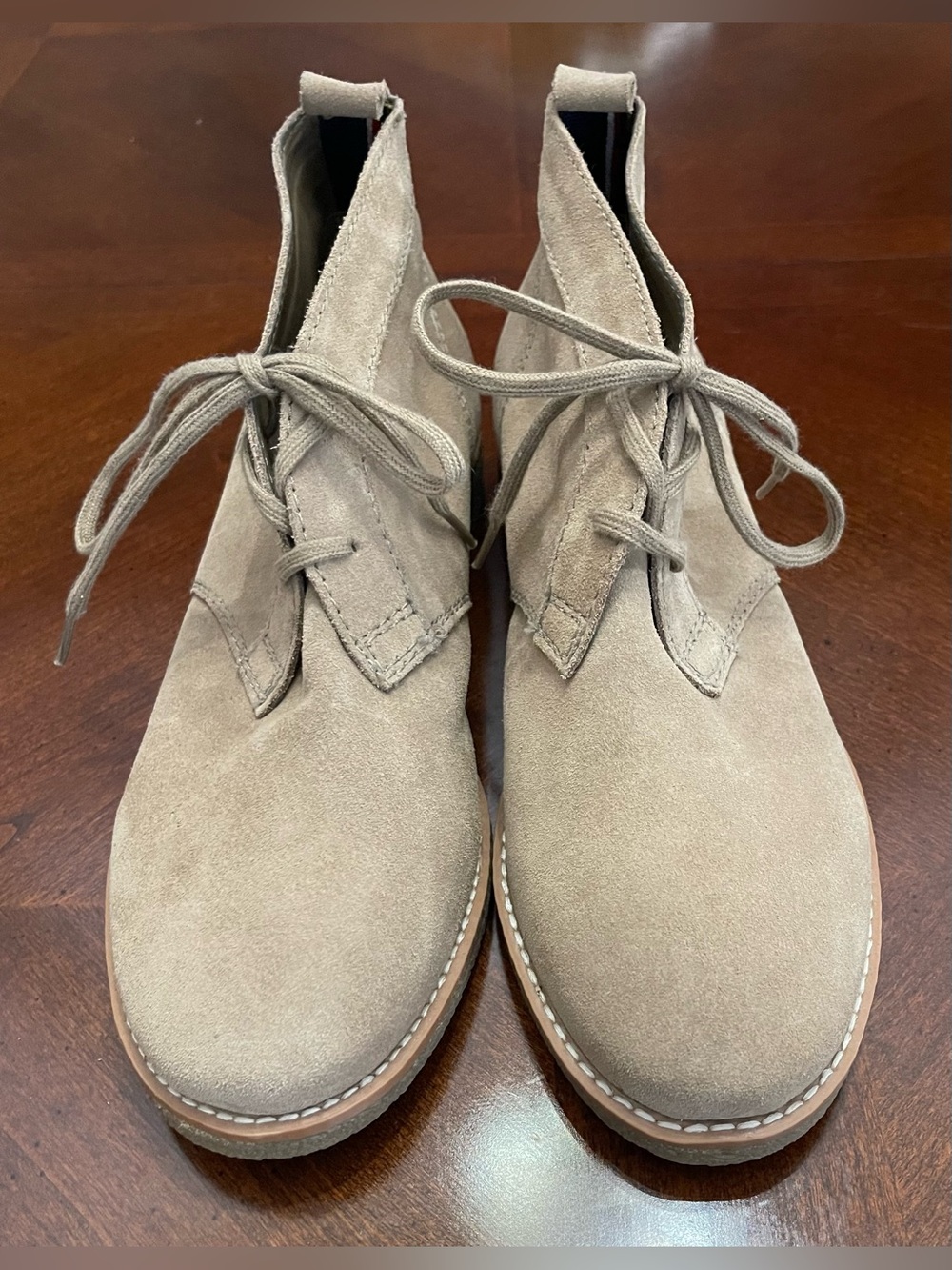 Tommy Hilfiger Light Beige Suede Lace-Up Ankle Boots. Hello fall!